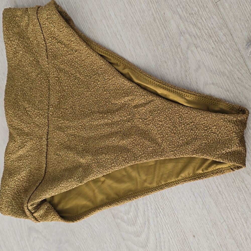 Aerie High Waisted Gold Bronze Bikini Bottom